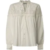 Pepe Jeans für Damen. PL305014 Bluse Bernadette weiß (S), Lässig, Baumwolle, Langarm