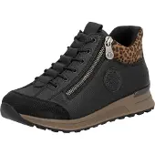 Rieker Damen High Sneaker schwarz Leoprint Kunstleder - Größe: 40