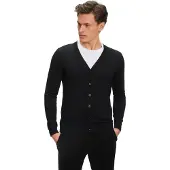 Falke Pure Merino Wool Herren Cardigan, S, Schwarz, Schurwolle