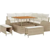 vidaXL Garten-Sofa-Set 8 stk. 7-Sitzanzahl Beige und Creme