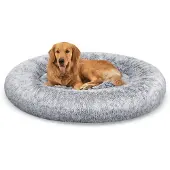 Feandrea Hundebett flauschig, waschbar, Langer Plüsch, 120 cm Durchmesser