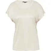 Comma T-Shirt , Damen, Gr. 44, beige (dune sand), Single Jersey, Obermaterial: 100% Viskose, unifarben, regular fit taillenbedeckt, V-Ausschnitt, Shirts T-Shirt, mit V-Ausschnitt