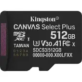 Kingston Technology 512GB micSDXC Canvas Select Plus Gen3 150R A1 (Ohne SD-Adapter)P, 512 GB, MicroSDXC, Klasse 10, UHS-I, 150 MB/s, Class 3 (U3)
