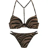 Bruno Banani Push-Up-Bikini in zweifarbiger Animal-Optik