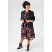 Aniston Plus Boleroblazer , Damen, Gr. 44, blau (navy), Web, Obermaterial: 95% Polyester, 5% Elasthan, unifarben, figurumspielend, Blazer Boleroblazer, kurzer, verschlußloser Damen-Bolero