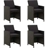 Syfax Gartenstühle mit Kissen 4 Stk. Poly Rattan Schwarz