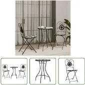 The Living Store Mosaik-Bistro-Set Schwarz und Weiß Eisen und Keramik