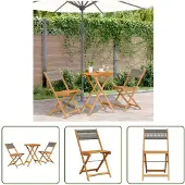 The Living Store 3-tlg. Bistro-Set Grau Polypropylen und Massivholz