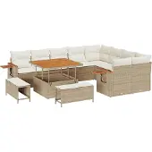vidaXL Gartensofa-set 13 Stk. 11-Sitzanzahl Beige und Creme