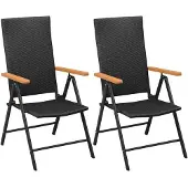 Syfax Stapelbare Klappstühle, 2 Stück, Polyrattan, Schwarz