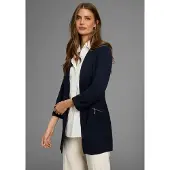 Laura scott Longblazer , Damen, Gr. 34, blau (marine), Jersey, Obermaterial: 95% Polyester, 5% Elasthan, figurbetont, tiefer V-Ausschnitt, Blazer Longblazer, mit Reißverschlüssen, Topseller