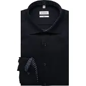 Seidensticker Businesshemd "Schwarze Rose", Herren, Gr. S (38), normale Ärmellängen, dunkelblau, 100% Baumwolle, unifarben, slim fit, 2-Knopf-Manschette, Hemden Businesshemd, Slim 1/1 Kentkragen Uni