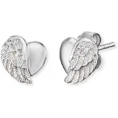Engelsrufer Paar Ohrstecker "Little magic HERZFLÜGEL", silber (silberfarben, kristallweiß), Ohrringe, Damen, Silber 925 (Sterlingsilber), Paar Ohrstecker, mit Zirkonia (synth.)