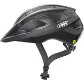 ABUS Rennradhelm Macator MIPS - Fahrradhelm für Einsteiger mit Schirm - geeignet für Zopfträger/-innen - für Damen und Herren - Schwarz Glänzend, Größe L (58-62 cm)