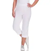 Kjbrand Caprihose "Susie Capri Wash & Go", Damen, Gr. 46, N-Gr, weiß, Web, Obermaterial: 47% Baumwolle, 45% Polyester, 6% Viskose, 2% Elasthan, gerade 3/4-Länge, Hosen Caprihose, Sommerhose bügelfrei
