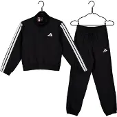 Adidas Trainingsanzug SPORTSWEAR "ESSENTIALS CLIMACOOL KIDS", Kinder, Gr. 140, schwarz-weiß (schwarz, weiß), Obermaterial: 100% Polyester, Sportanzüge Trainingsanzug