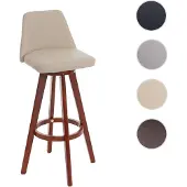 Mendler Barhocker HWC-C43, Barstuhl Tresenhocker, Holz Kunstleder drehbar creme