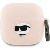 Karl Lagerfeld KLA4RUNCHP AirPods 4 Hülle pink Silikon Choupette Kopf 3D