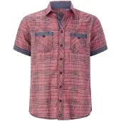 Jan Vanderstorm Kurzarmhemd "Kurzarmhemd AALVAN", Herren, Gr. XL, weit, orange (hellrot kariert), Obermaterial: 60% Polyester COOLMAX PES(Coolmax). 25% Baumwolle CO. 15% Leinen LI., Hemden Kurzarmhemd