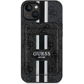 GUESS 4G Streifen MagSafe Geldbörse Apple iPhone 15 schwarz