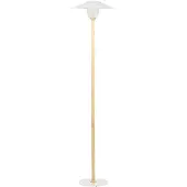 Beliani Stehlampe Weißer Metallschirm Eichenholzrahmen Minimalistisch Skandinavischer Stil