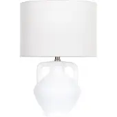 Beliani Tischlampe Weiß Keramik Vasenform 46 cm Stoffschirm Trommelform Einfarbig Kabel mit Schalter Modern Skandi Schlaf- u. Wohnzimmer