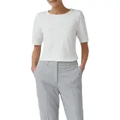 s.Oliver T-Shirt BLACK LABEL, Damen, Gr. 42, weiß, Jersey, Obermaterial: 93% Baumwolle, 7% Elasthan, unifarben, regular fit taillenbedeckt, Rundhals, Shirts T-Shirt, mit Satindetail