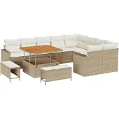 vidaXL Gartensofa-set 13 Stk. 12-Sitzanzahl Beige und Creme