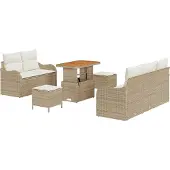 vidaXL Garten-Sofa-Set 8 Stk. 7-Sitzanzahl Beige