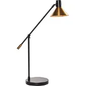 Beliani Tischlampe Gold u. Schwarz aus Eisen Metall mit Verstellbaren Arm Lampenschirm Modernes Design Büro Schlafzimmer Schreibtischlampe Leselampe