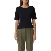 s.Oliver T-Shirt BLACK LABEL, Damen, Gr. 38, schwarz, Jersey, Obermaterial: 93% Baumwolle, 7% Elasthan, unifarben, regular fit taillenbedeckt, Rundhals, Shirts T-Shirt, mit Satindetail, Topseller