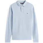 Tommy Hilfiger Herren Poloshirt Langarm Regular Fit mit Knopfleiste, Blau (Breez