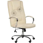 Beliani Massagesessel Beige Kunstleder Verschromtes Metall mit Heizfunktion Büro Arbeitszimmer elegant