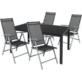 Mojawo 5-tlg Gartenmöbel Gartengarnitur Outdoor 125x70cm Anthrazit/Schwarz