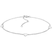 Nenalina Fußkette "Fußschmuck Herzen Verspielt Strand Sommer Trend 925 Silber" Gr. 25, silber, Fußketten, Damen, Silber 925 (Sterlingsilber), Fußkette