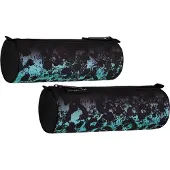 Starpak Federmäppchen Schwarz mit blauem Innenbeutel für Kinder, Maße 8 x 22 x 8 cm