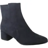 Marco Tozzi Stiefelette , Damen, Gr. 42, blau (dunkelblau), Textil, Veloursleder, unifarben, Schuhe Stiefelette, Blockabsatz, Businessschuh, Ankleboots mit Ziernähen