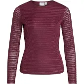 Vila Langarmshirt "VILARINE O-NECK L/S TOP - NOOS", Damen, Gr. L, lila (fig), Jersey, Obermaterial: 95% Polyamid, 5% Elasthan, unifarben, slim fit normal, Rundhals, Shirts Langarmshirt