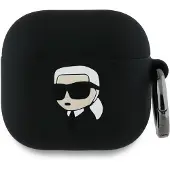 Karl Lagerfeld Kla4Runikk Airpods 4 Abdeckung Czarny/Schwarz Silikon Karl Kopf 3D