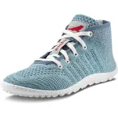 Leguano Barfußschuh "GO", Damen, Gr. 43, blau (hellblau), Textil, Schuhe Barfußschuh, Bequemschuh, Komfortschuh, Schnürboots, flexible Halbkugellaufsohle