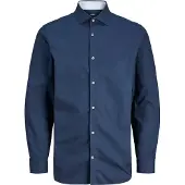 Jack & Jones Langarmhemd "JPRBLAPARKER DETAIL L/S SHIRT NOOS", Herren, Gr. XL, N-Gr, schwarz (schwarz iris), Web, Obermaterial: 100% Baumwolle, unifarben, slim fit normal, Hemden Langarmhemd