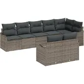 vidaXL Gartensofa-set 8 stk. Grau Poly-Rattan