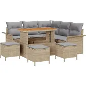 vidaXL Garten-Sofa-Set 9 Stk. 8-Sitzanzahl Beige und Hellgrau