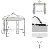 vidaXL Pavillon 300 x 290 cm Weiß Rund - Pavillons & Partyzelte