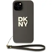 DKNY Pu Leather Stack Logo Wrist Strap Iphone 14 Handyhülle