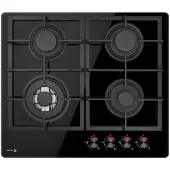Fagor 3CFI-3GLSPA, Schwarz, Integriert, 59 cm, Gaskochfeld, Glas, 4 Zone(n)