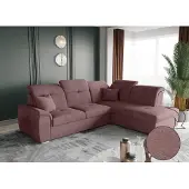 Fun-Möbel Ecksofa Schlafsofa Sofa FREJA Stoff Brooklyn Altrosa Ottomane Rechts