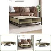 DKD Home Decor Couchtisch Sonoma-Eiche 100x100x30 cm Holzwerkstoff und Metall