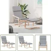 The Living Store Relaxsessel mit Hocker Hellgrau Stoff