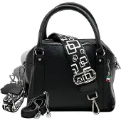 DrachenLeder Florence Leder Tasche Damen Umhängetasche Citytasche schwarz 22x15x20cm inklusive Italien Flagge D2OTF822S